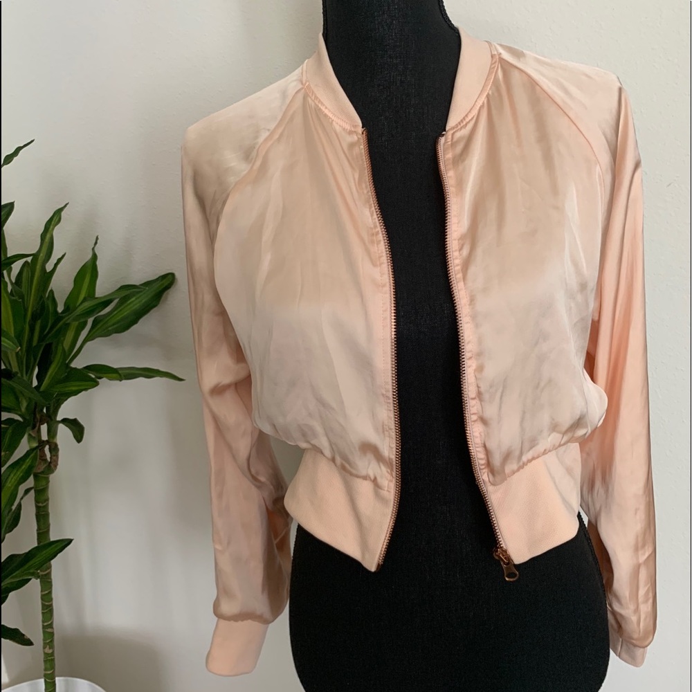 Zara Satin Cropped Bomber Jacket